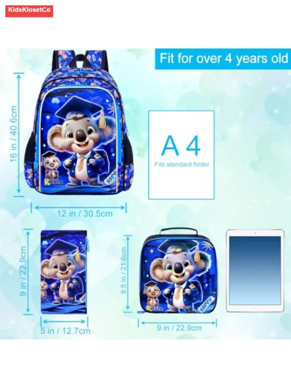 Kids Backpack Set with Lunch Bag and Pencil Case